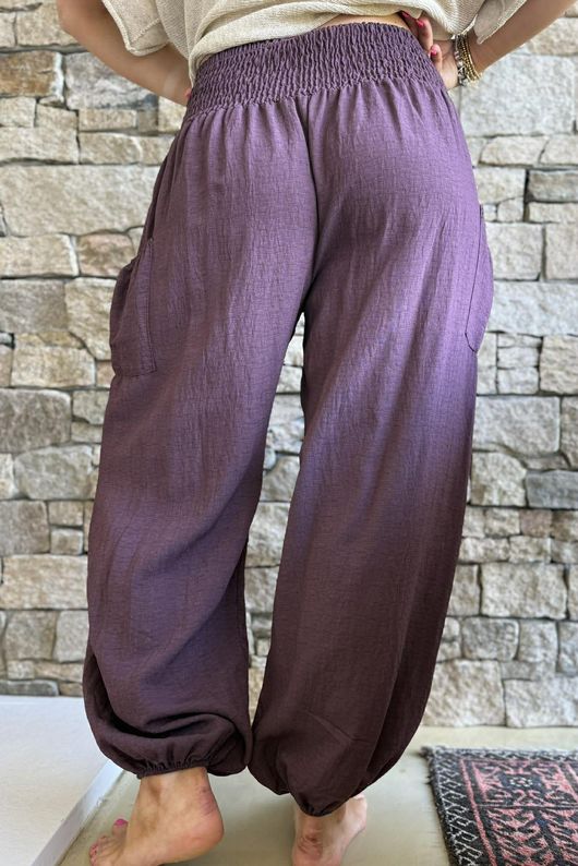 Basso Shirring Balloon Pant Deep Damson